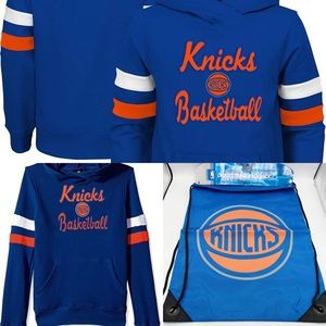 New York Knicks Outerstuff Girls' Overlay Hoodie and a Drawstring Backpack